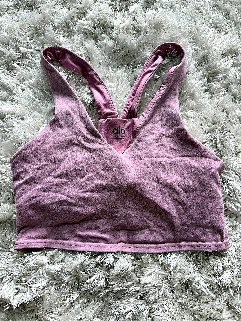 Alo pink crop top with built in bra Size Small